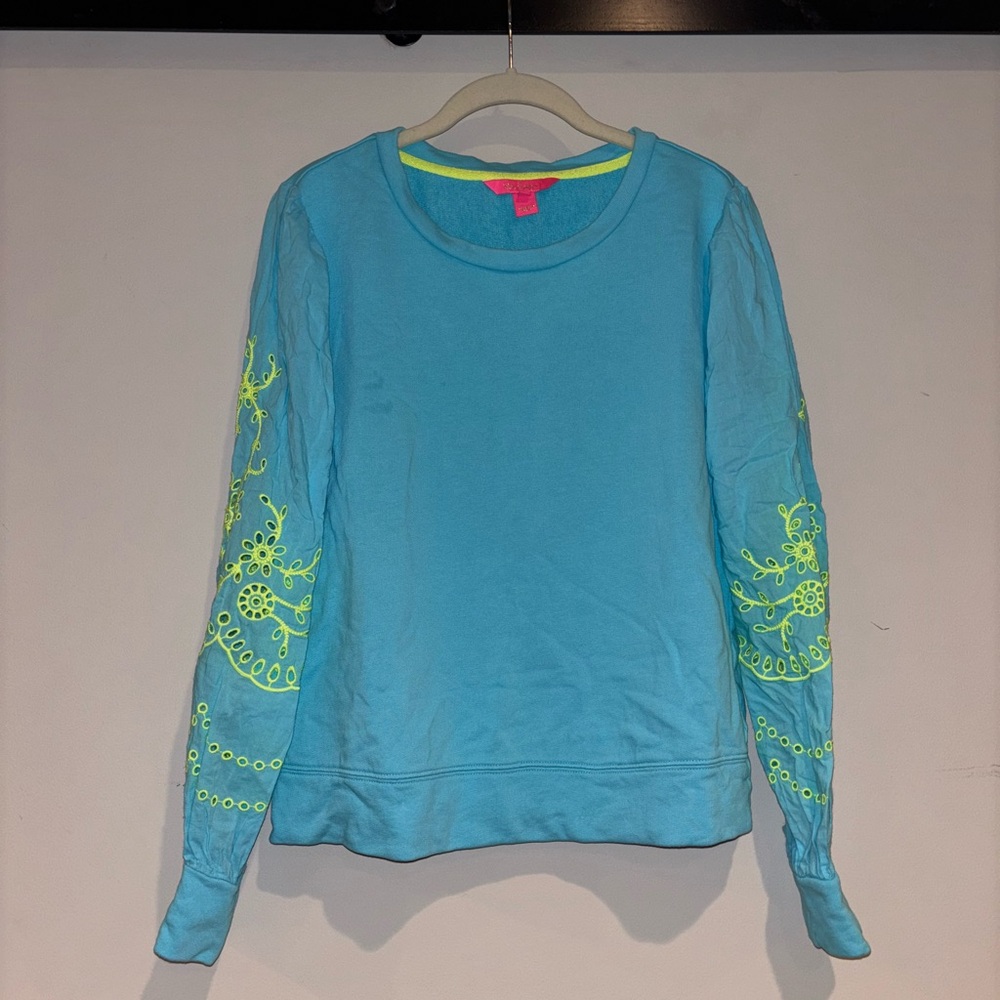 Lilly Pulitzer Blue Sweatshirt with Green Embroidery